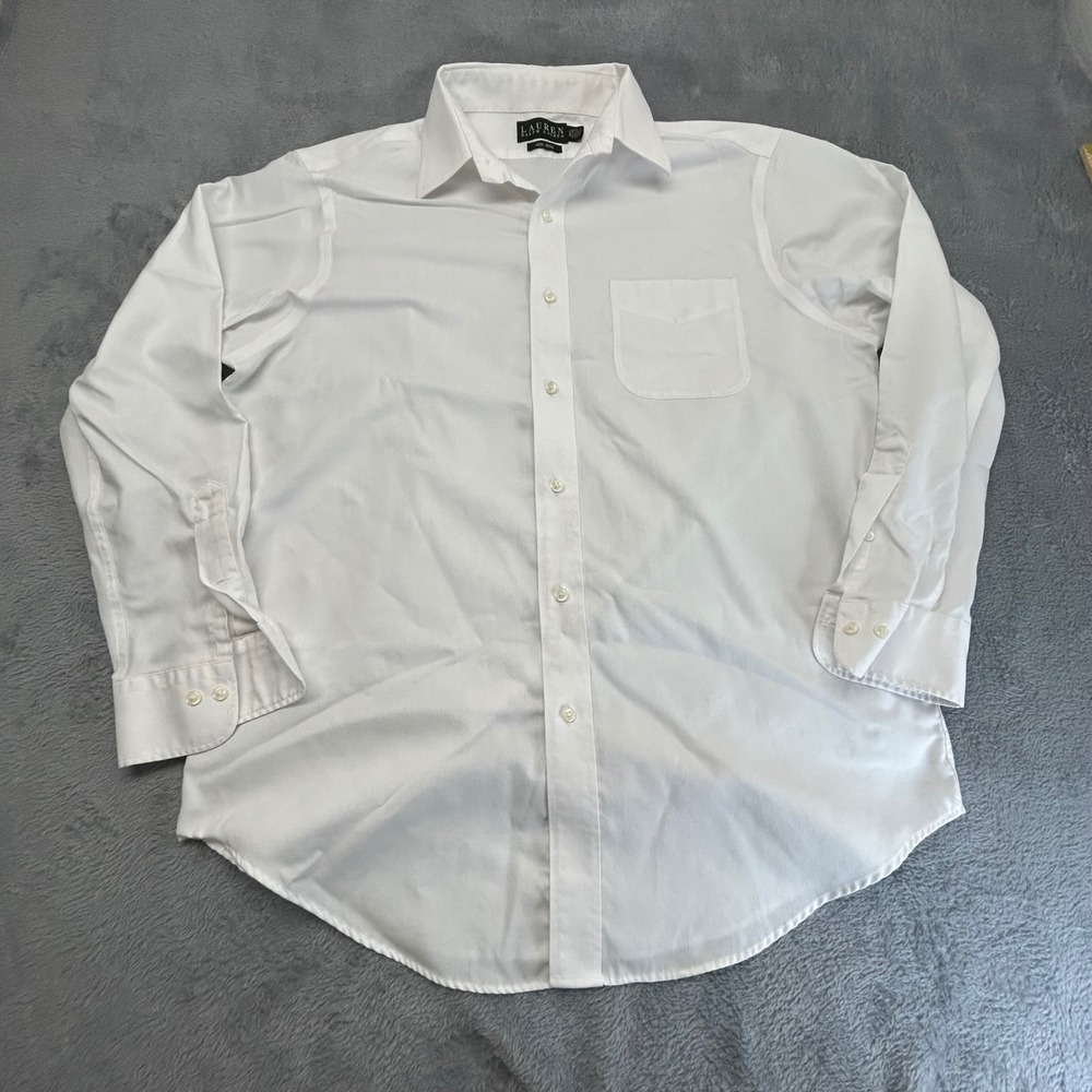 Lauren Ralph Lauren Mens White Non Iron Cotton Dress Shirt 16.5 34/35 L Long Slv
